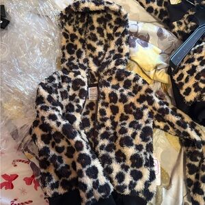 Swiggles Fuzzy Leopard Print Kids Puffer Jacket